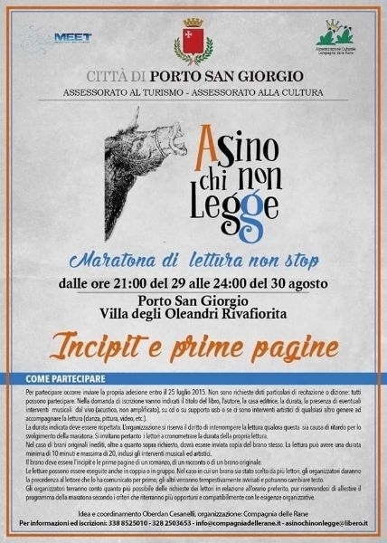 ASINO CHI NON LEGGE - 29 e 30 agosto 2015